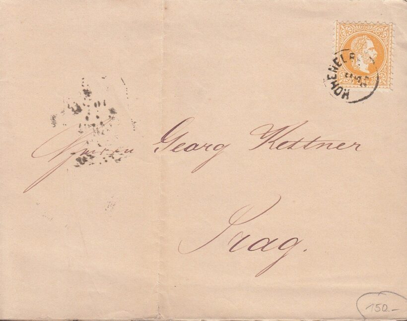 61-724 1874 Házilag készitett díjjegyes boríték "PRAGHA"
