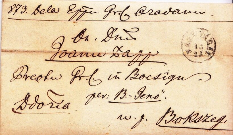 61-745 1871. Portos levél "Bokszeg"