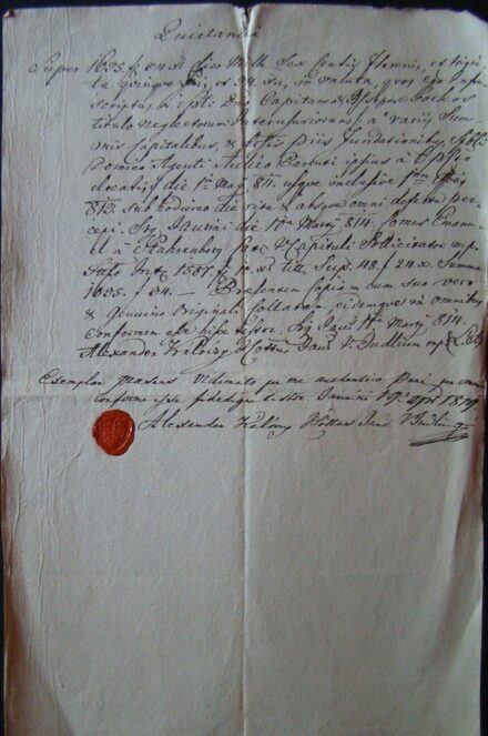 61-1614 1819 Summalevél, szép viaszpecséttel
