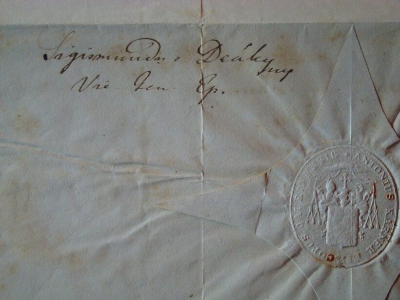 61-1615 1856 Kerner Antal győri püspök fejléces levéle Deáky Zsigmond (1795-1872) költő, nyelvész, római katolikus pap, a Magyar Tudományos Akadémia tiszteleti tagja. aláírásával - Image 2