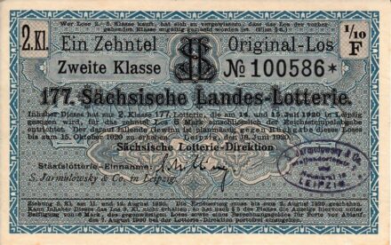 61-1616 1920 Lotto szelvény