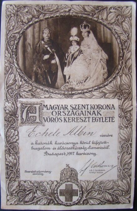 61-1675 1917 A Magyar Szent Korona országainak Vöröskereszt Egylet emléklapja