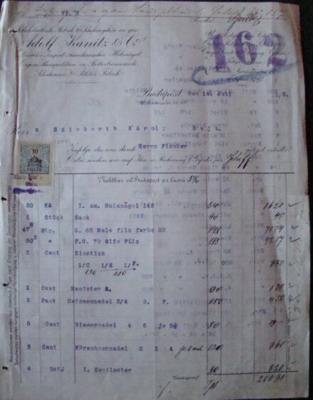 61-783 1913 Kaniz Adolf gyáros, díszes fejléces számlája okmánybélyeggel / Budapest