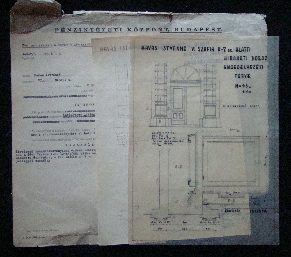 62-750 Havasi Istvánné VI. ker. Szófoa ut.7.sz alatti kirakati doboz engedélyzési terve