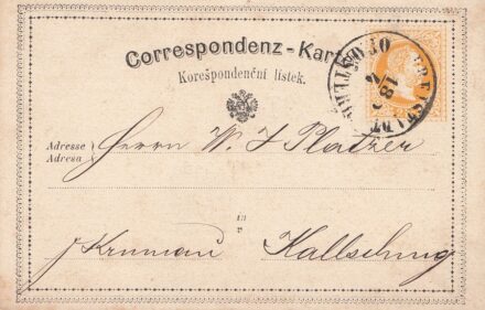 62-719 1872 2kr levelezőlap "KALSBURG"