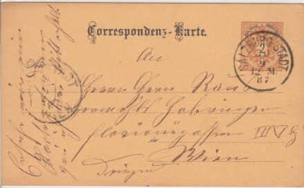 62-567 1868 2kr díjjegyes levelezőlap "WIEN"