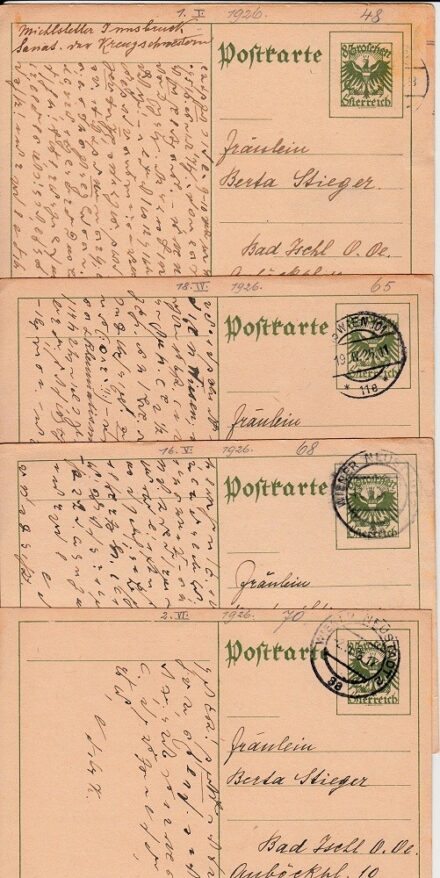 62-565 1926. 4 db Héber nyelvű levelezőlap.