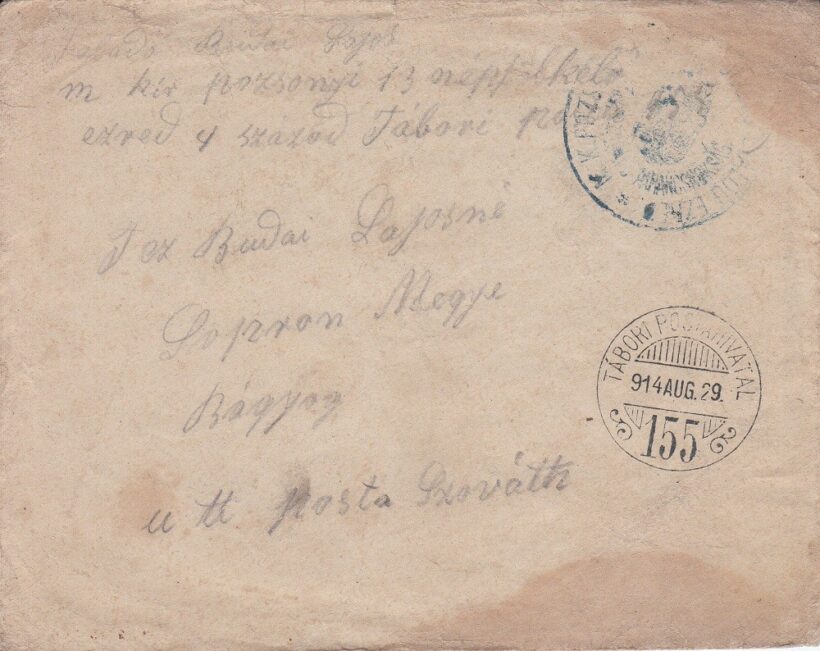 62-865 1914. Magy.Kir. pozsonyi 13. népfelkelő ezred 4. század. "Szóváth" /tartalommal
