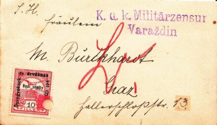 62-867 cca 1916 Levélboriték "K.u.k Millitarzensur Varazdin"