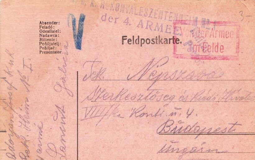 62-52 1916 Tábori postai levelezőlap a Népszava szerkesztőségének.