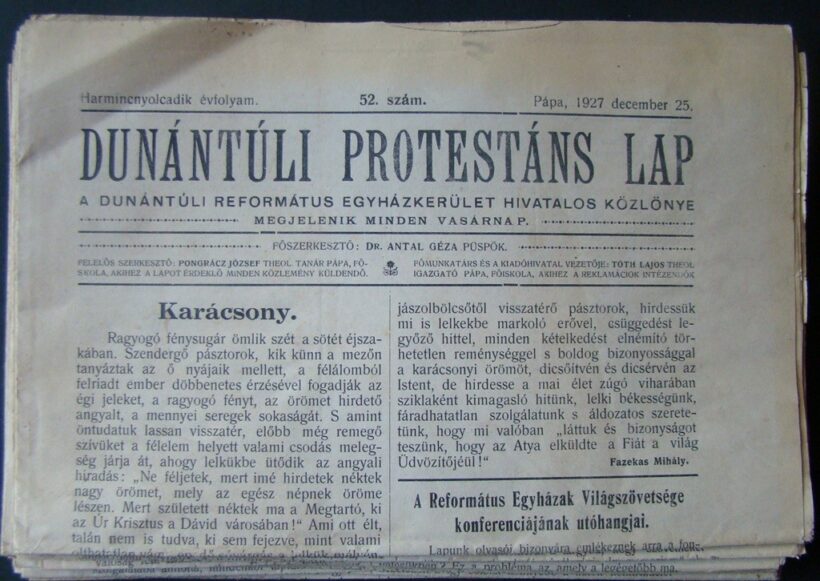 62-1630 1927 Dunántuli Protestáns Lap / A Dunántuli Református Egyházkerület hivatalos közlönye Pápa. Teljes évszám