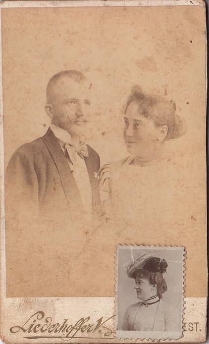 62-1063 1894 Műtermi portréfotó párról Liederhoffer Vilmos budapesti műterméből, 12x8 cm