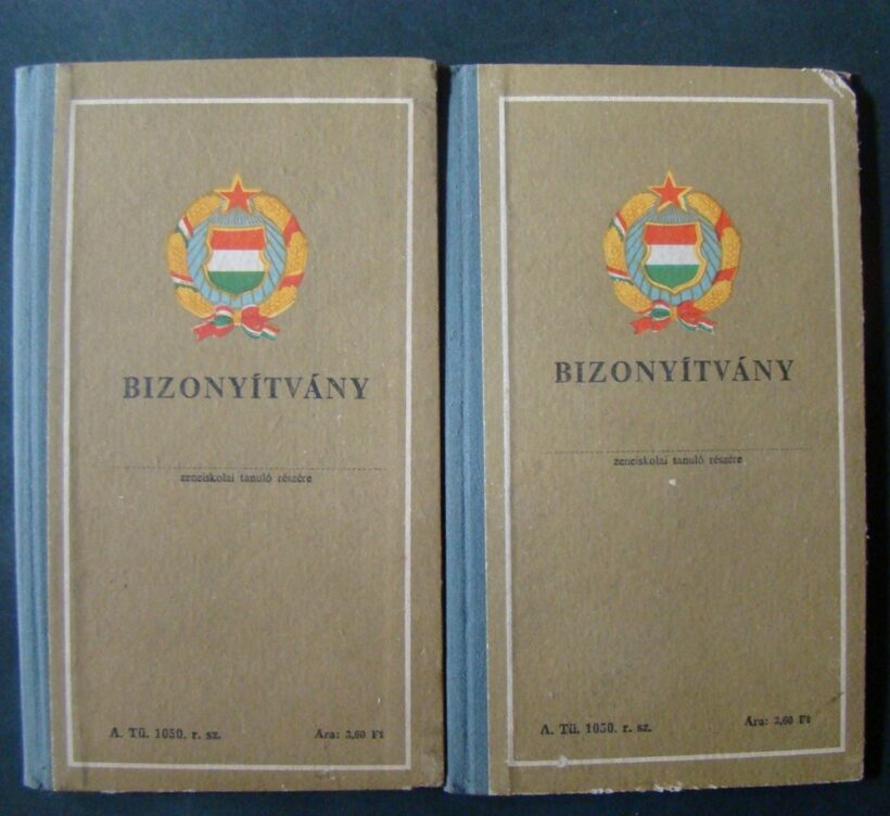 62-585 1966 2db Kitöltetlen zeneiskolai bizonyitvány