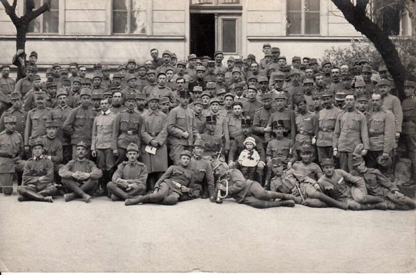 62-1222 1916 Katonai iskolai tanfolyam csoportkép, 14x9cm