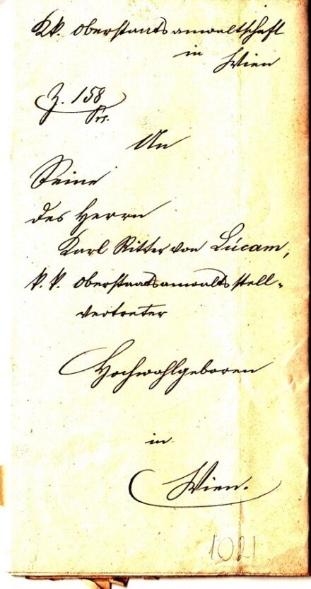 63-1021 1867. Németnyelvű levél Bécsbe, szárazpecséttel