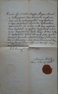 63-1184 1855 Bajza Antal lelkésszi kínevezése, viaszpecséttes