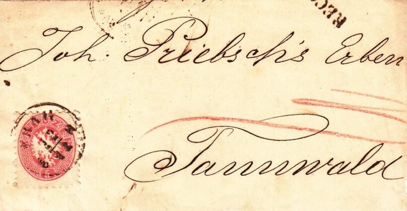 63-122 ca.1863. 5k borítékkivágáson "Prag-Tannwald"