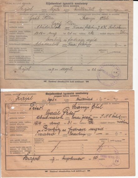 63-1380 1937 2db Ki és bejelentő igazoló szelvény