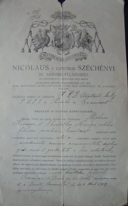 63-1693 1921 Nyomtatvány (Nagyváradi püspökség)