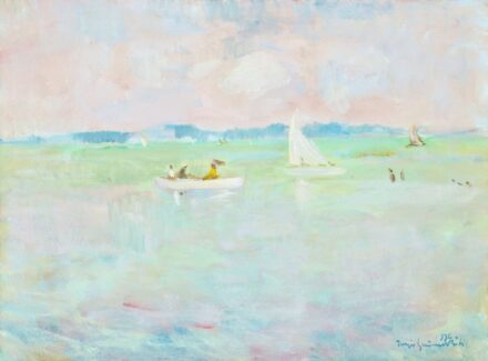Iványi Grünwald Béla Balatoni látkép vitorlásokkal, 1936