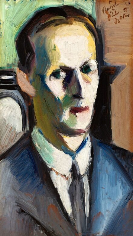Pál István Önarckép zöld háttérrel, 1910-es évek