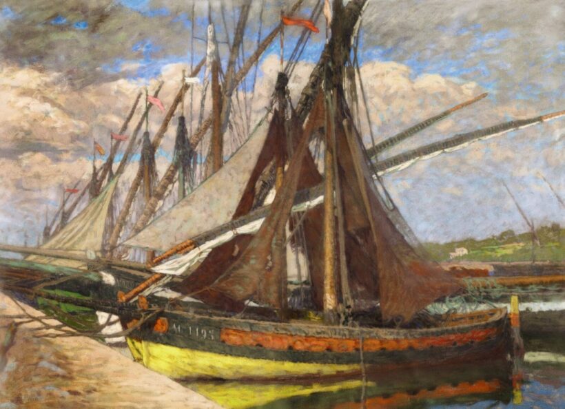 Poll Hugó Bretagne-i kikötő (Francia kikötő vitorlásokkal), 1910