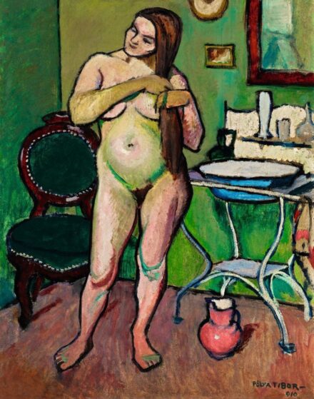 Pólya Tibor Fésülködő akt műteremben, 1910
