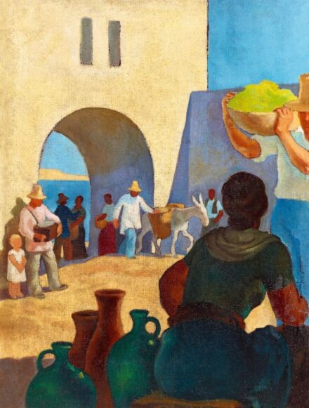 Gönczi Gebhardt Tibor Mediterrán város kilátással a tengerre, 1930-as évek