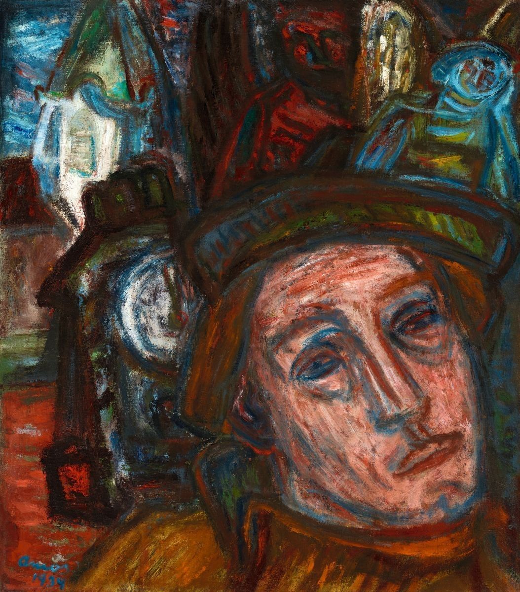 Ámos Imre Szentendrei önarckép angyalokkal és órával, 1939