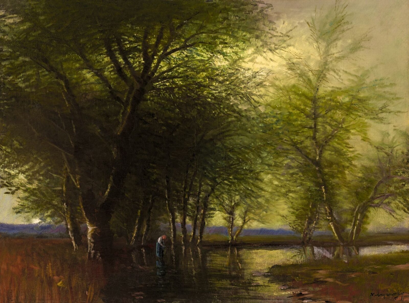 Mednyánszky László Különleges, átszűrődő fények a patakparton