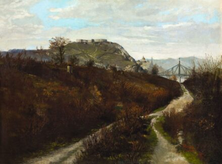 Pentelei Molnár János A Duna-part háttérben a Ferencz József híddal, a Budai Várral és a Citadellával, 1901