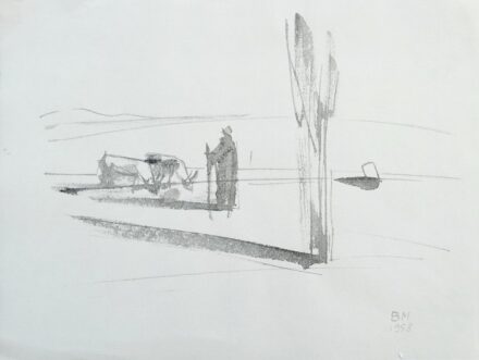 Borsos Miklós (1906 - 1990) : Pásztor a teheneivel, 1958
