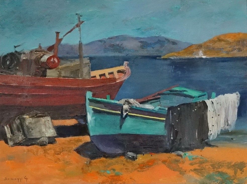 Somogyi György (1939): Vízpart csónakkal