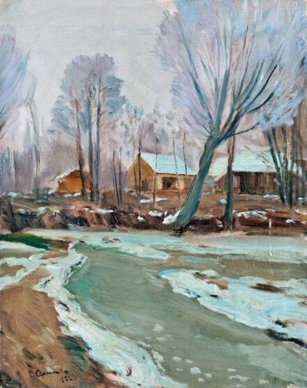Czencz János (1885-1960): Téli falurészlet, 1932