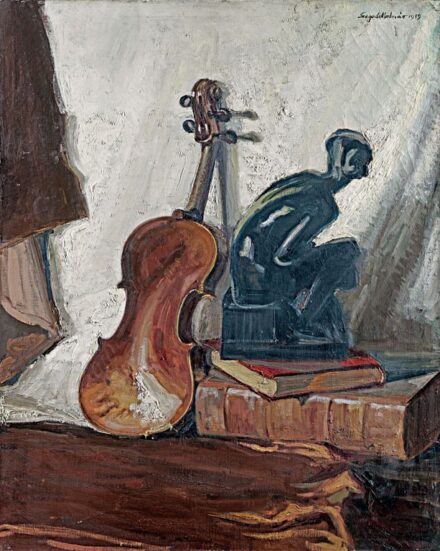 Szegedi Molnár Géza (1906-1970): Csendélet hegedűvel, 1959