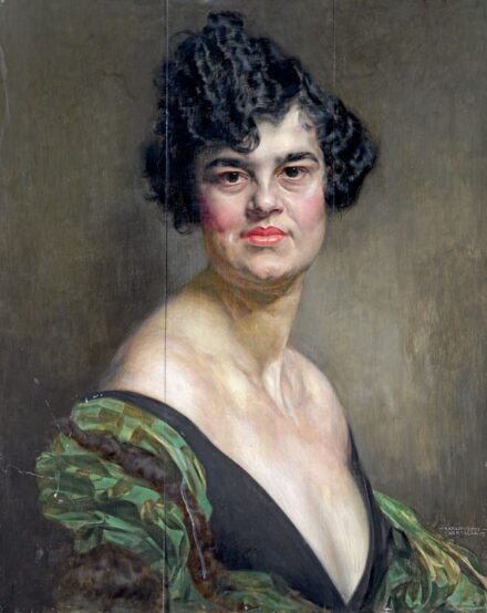 Karlovszky Bertalan (1858-1938): Hölgy zöld stólával