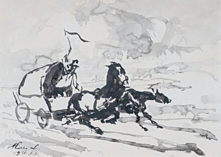 Holló László (1887-1976): Vágtató szekér, 1971