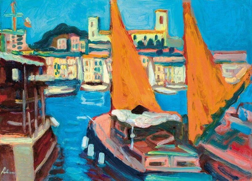 Schéner Mihály (1923-2009) Kikötő Menton-ban