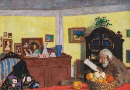 Rippl-Rónai József (1861-1927) Piacsek bácsi a fekete kredenc előtt, 1907
(Piacsek bácsi a sárga szobában, Piacsek bácsi olvas a fekete kredenc előtt)