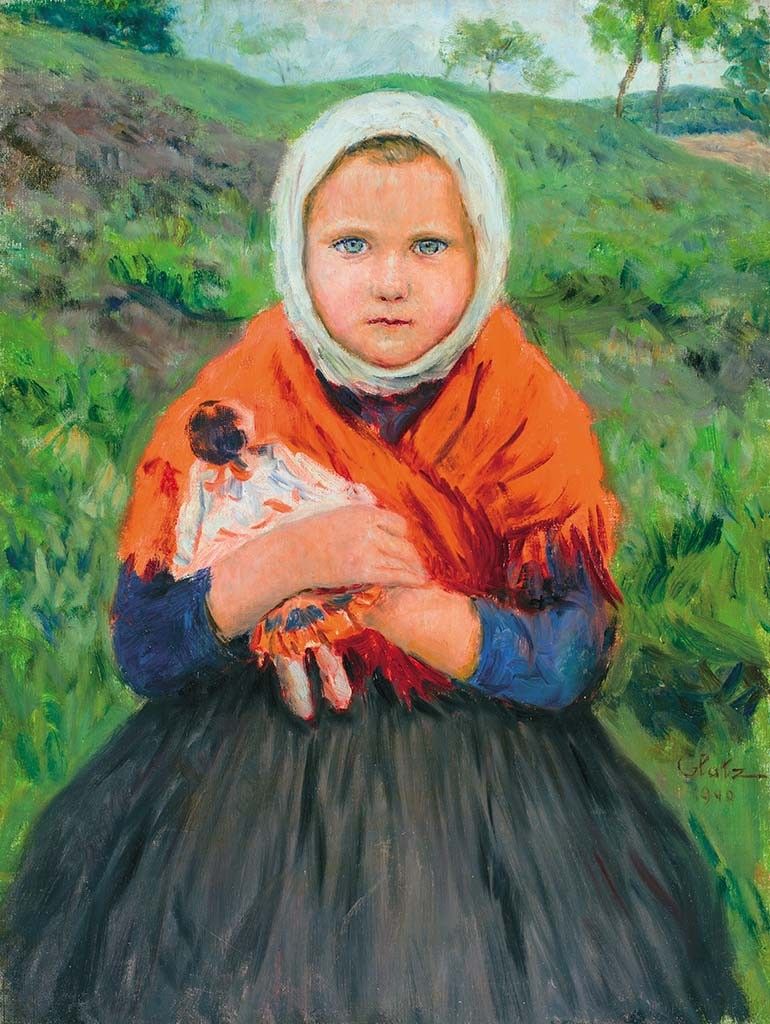 Glatz Oszkár (1872-1958) Kislány babával, 1940