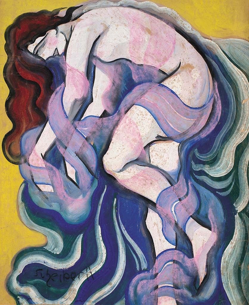 Scheiber Hugó (1873-1950) Fürdőző nő