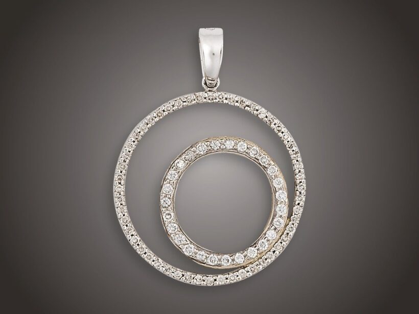 Függő, 585 au, 75 bril. cca. 1,20 ct, 6,3 g