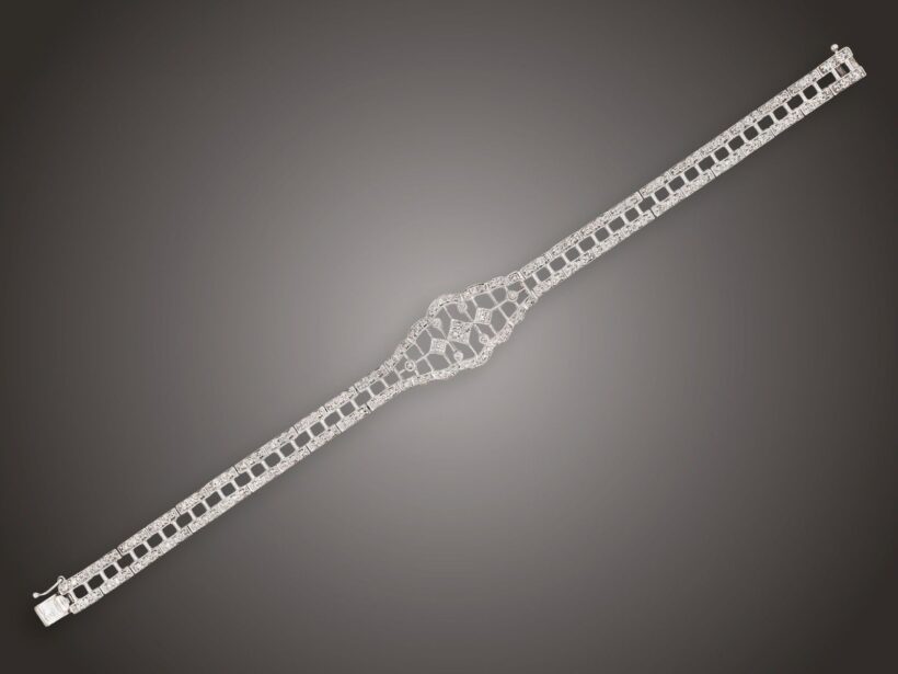 Karkötő, 585 au, 180 bril. cca. 1,50 ct, 13,3 g