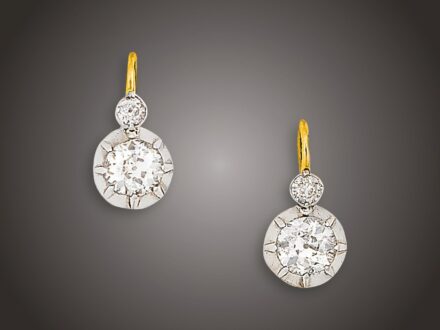 Fülbevaló, 580 au, ag, 4 bril. cca. 1,60 ct, 2,6 g