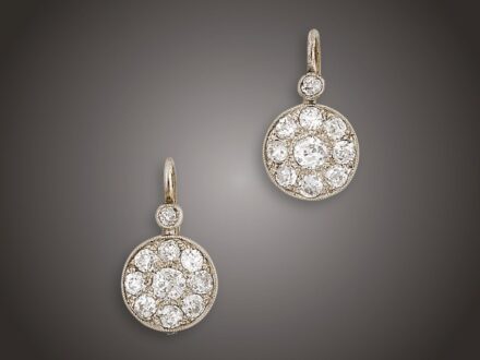 Fülbevaló, 585 au, 20 bril. cca. 1,50 ct, 3,0 g