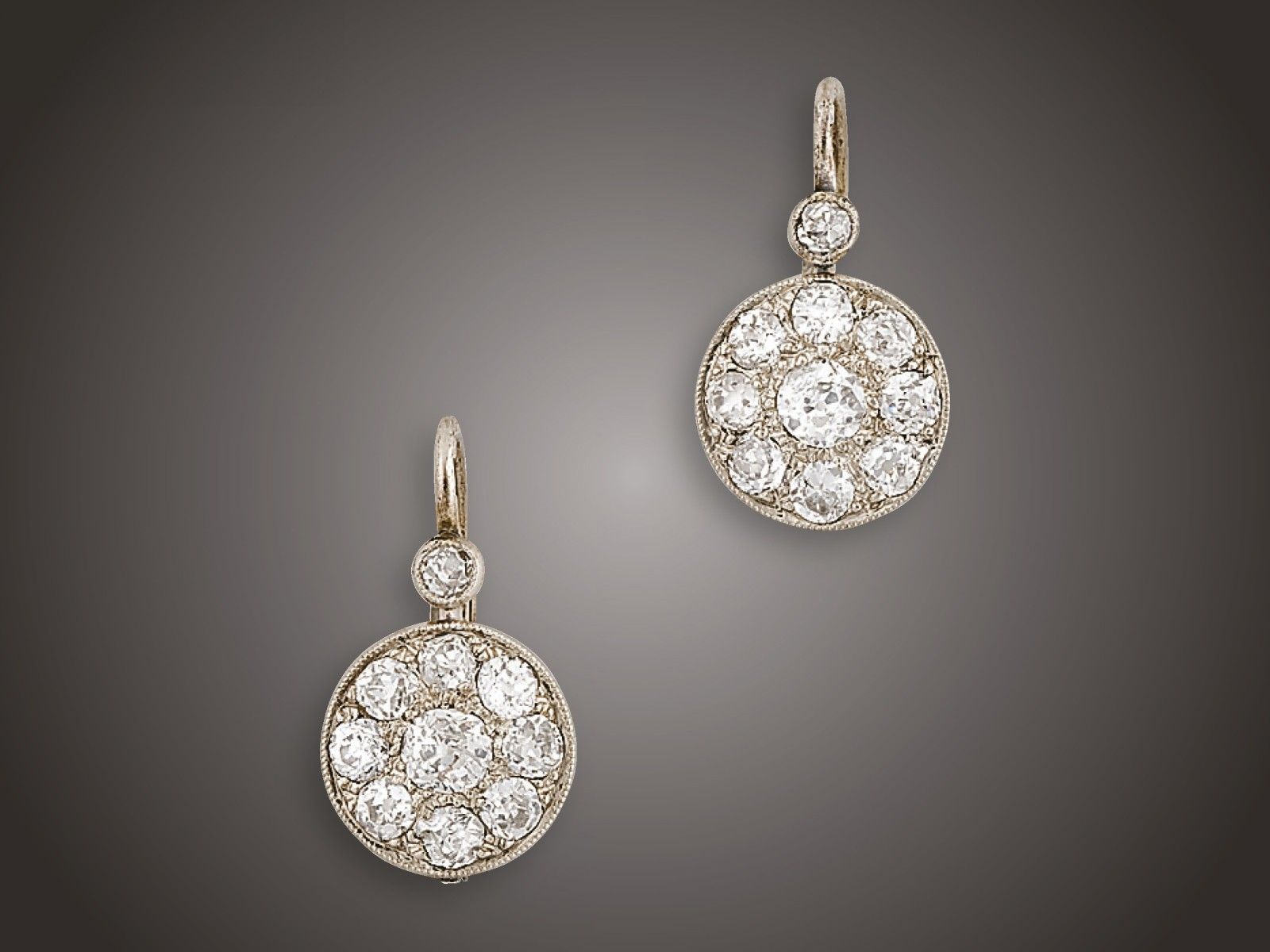 Fülbevaló, 585 au, 20 bril. cca. 1,50 ct, 3,0 g