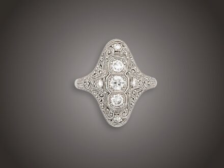 Gyűrű, 750 au, 7 bril. cca. 0,45 ct, 4,1 g