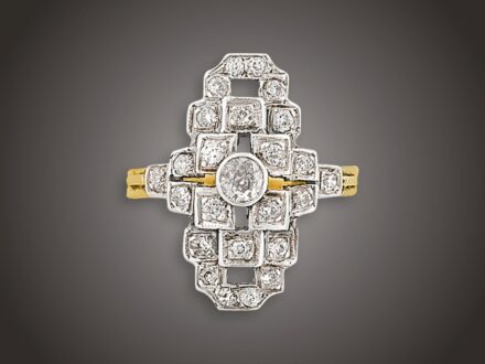 Gyűrű, 580 au, 25 bril. cca. 0,70 ct, 3,6 g