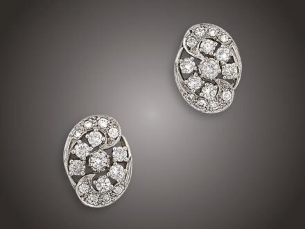 Fülbevaló, 585 au, 30 bril. cca. 0,90 ct, 4,6 g