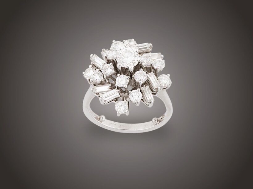 Gyűrű, 750 au, 23 bril. cca. 1,80 ct, 6,2 g